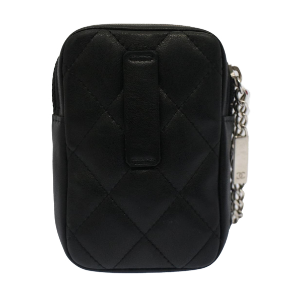 CHANEL Cambon Line COCO Mark Accessory Case Leather Black CC Auth bs7667 - Picture 2 of 16